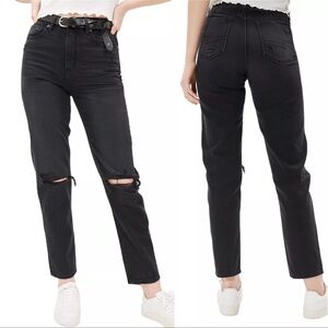 American Eagle AE Mom Straight Jeans Ripped Comfort Stretch Waistband 2R #3453